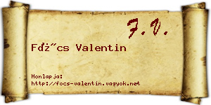 Föcs Valentin névjegykártya